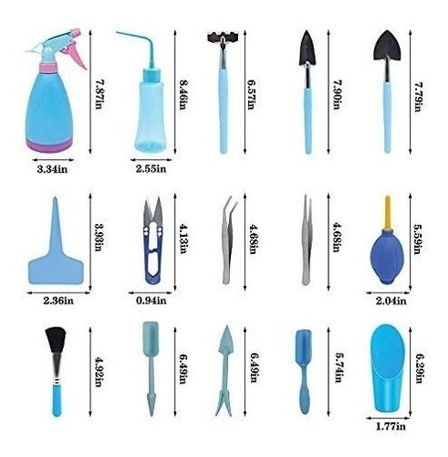 CFH-ALLEZ Succulent Plants Hand Tools - 21 Pieces - Blue 1