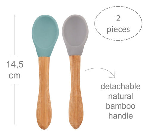 Minikoioi Scoops Silicone Baby Spoons with Bamboo Handle - Set of 2 5