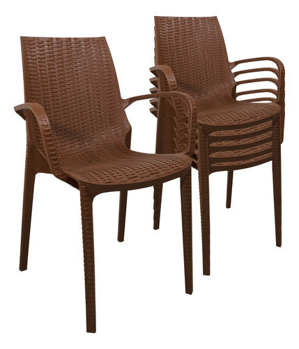 Set of 6 Melody Plastic Rattan-Like Reinforced Quality Chairs 15