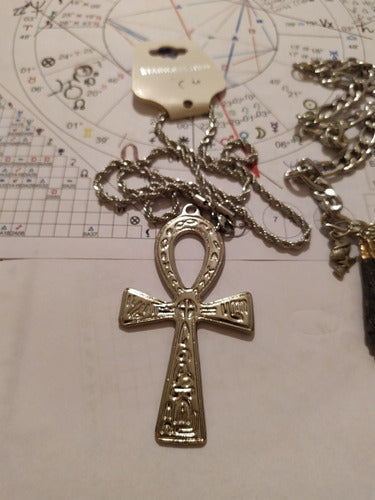 Large Ankh Cross Pendant 7cm with Surgical Steel Chain 0