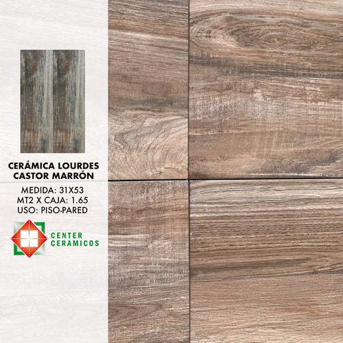 Ceramic Floor Tiles Wood-like Lourdes Castor Brown 31x53 1
