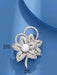 Schein Silver-Plated Bijou Brooch with Clear Crystals, Flower Shape 1