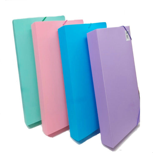 File Folder Box with PVC Material and 3 Flaps, 6cm Spine, Pastel Colors, Legal Size 0