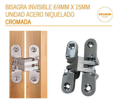 Bisagra Oculta 69mm X 15mm Acero Niquel Unidad 1