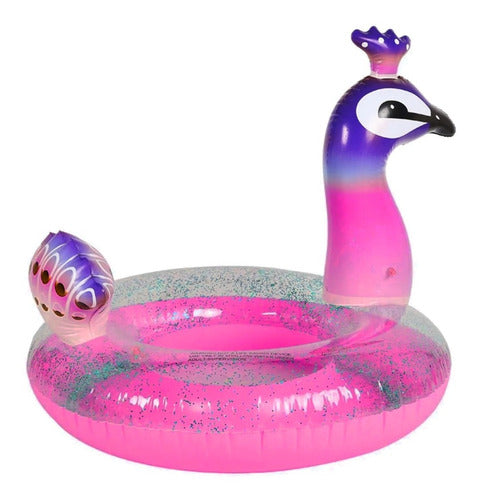 Shiny Peacock Pool Float Glitter Kids Lifebuoy 0