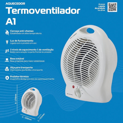 Aquecedor Elétrico A1 Portátil Ventisol Branco 127v 5