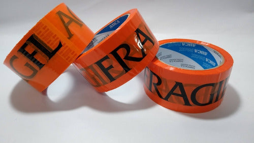 Auca Fragile Orange Printed Tape 48 Mm X 50 M X 18 Units 1