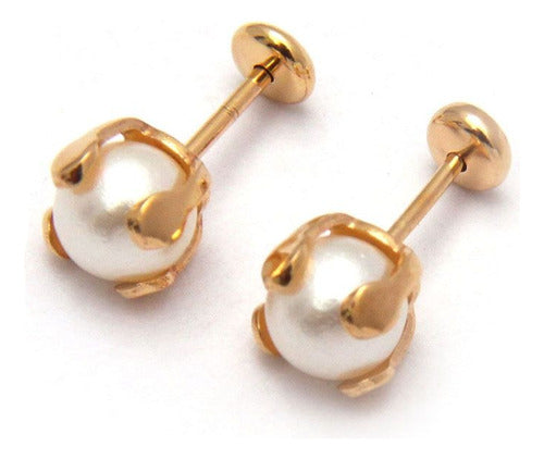 Creaciones Brillantes Pearled Hinged Earrings in Surgical Steel 0