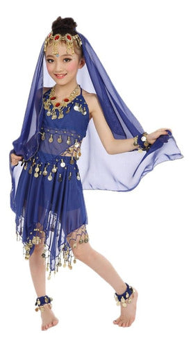 Girls Belly Dance Costume Set with Gold Coins 0