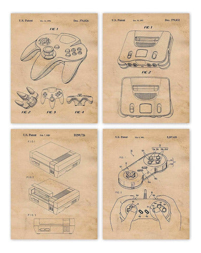 STARS BY NATURE Vintage Nintendo Video Games Patent Prints, 4 (11x14) Unframed 0