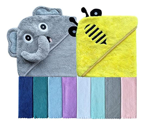 Sunny Zzzzz Hooded Baby Bath Towel and Washcloths Set 0