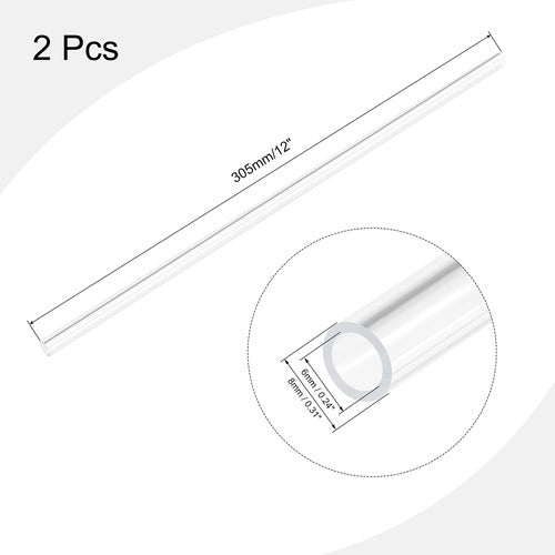 Meccanixity Clear Rigid Acrylic Tube 6mm x 8mm x 2pcs 1