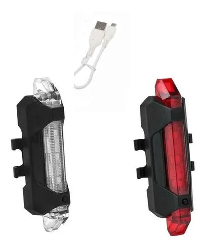 LED USB Rechargeable Front and Rear Bike Light Kit - Full Salas 0