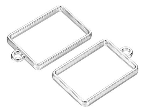 Rectangular Silver Frame Charms for Resin Crafting x 50pcs 0