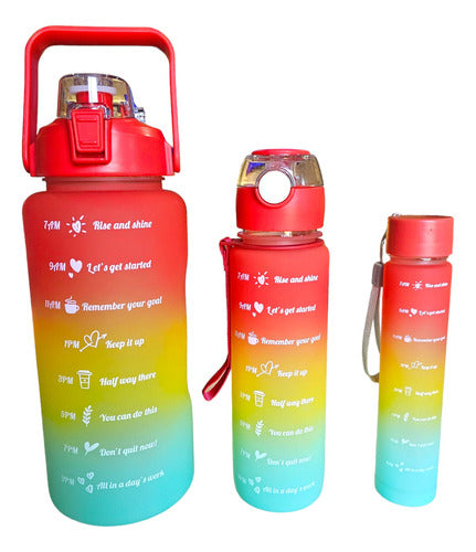 Set of 3 Motivational Sports Water Bottles with Time Tracker 104