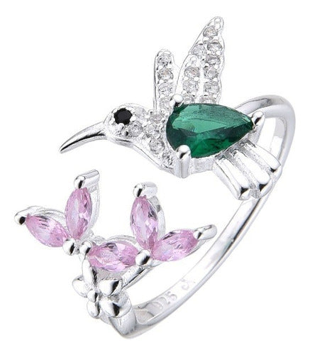 Colibri Adjustable Ring with Green Rose Zircon | Gift for Women 0