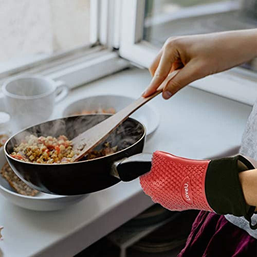 Loveuing Guantes De Cocina Para Horno - Silicona Y Algodon 4