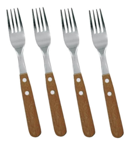 Set of 4 Table Forks in Bulk with Wooden Handle by Carol 0
