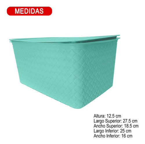 Plastic Rattan-Like Organizer Basket - Green X8 3