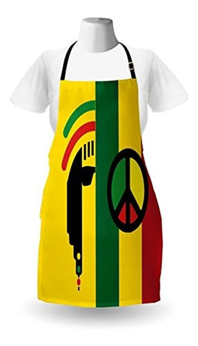 Ambesonne Rasta Apron, Iconic Reggae Hat and Jamaican Culture 1