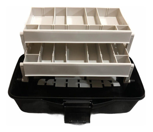 Caster Fishing Box with Two Trays 27 Divisions 35x20x19cm 007 1