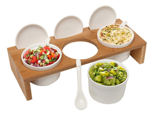 MyGift 3-Piece 35-Inch Ceramic Condiment Sauce Serving Set 0