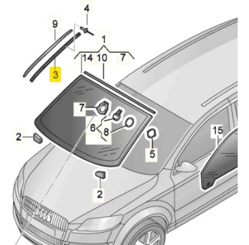 Audi Windshield Support Clip Left Original Q7 (2007 - 2015) 1