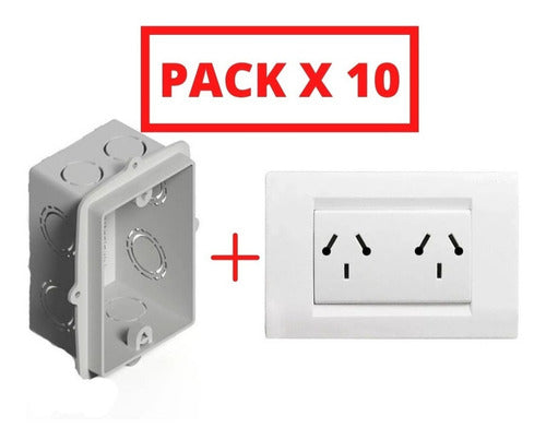 Kalop Double Socket with Cover + Rectangular PVC Box Pack of 10 0