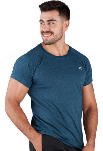 Men's Heathered Running Shirt in Petrol Yakka 1