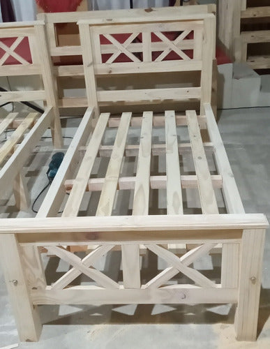 Solid Pine Greek Style Single Bed in Cross Design, 3 X 3 Legs 0