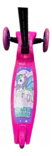Foldable Unicorn Girl's 3-Wheel Scooter with Silicone Wheels and Lights 3