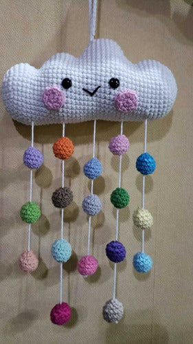 Móvil Nube Crochet. Deco Cuarto Bebé 3