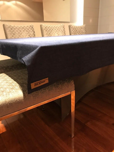 Rectangular Jean Fabric Tablecloth 1.50x2.5 Blue Measurements 0