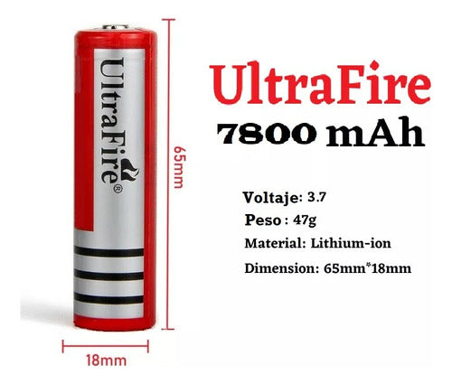 UltraFire Rechargeable Battery 18650 3.7V 7800mAh Li-ion 2