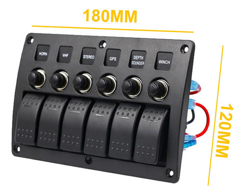 Power Monkeys Nautical Switchboard with 6 Circuit Breaks and Indicator Light 1