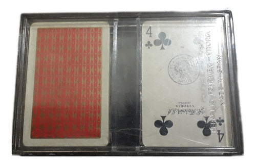 2 Mini Decks of Poker Fournier Vitoria with Original Case 0