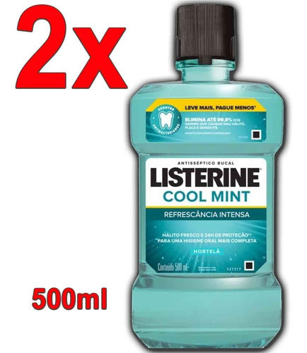 Listerine Kit C/02 Enxaguante Bucal Cool Mint Hortelã 500ml 0