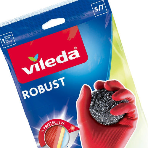 Vileda Strong Cleaning Gloves 3 Layers High Resistance Latex Gloves 3