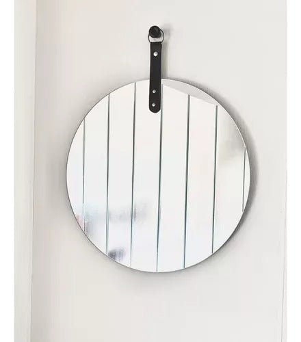 Mirada Deco Round Circular Mirror 57 Cm with Leather Attachment 0