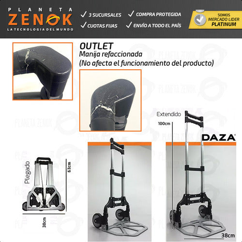 Daza Carro Zorra De Mano Multiuso Plegable Aluminio Outlet 2