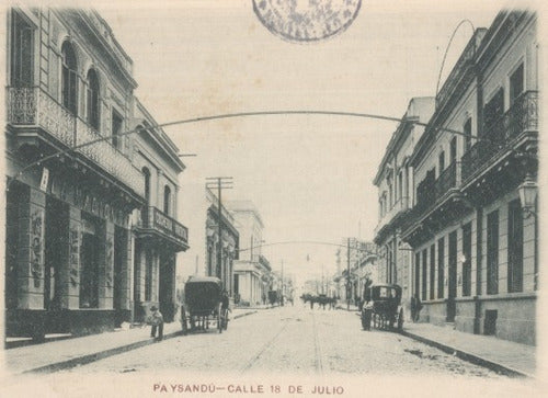 Paysandú Calle 18 De Julio En Año 1900 - Lámina 45x30 Cm 0