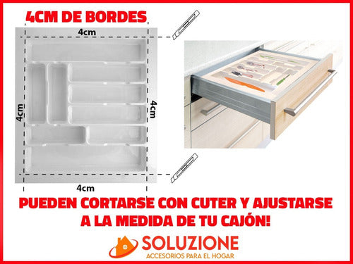 Soluzione Cubiertero Organizador Plástico Cocina Hogar Casa 50x49 Cm 5