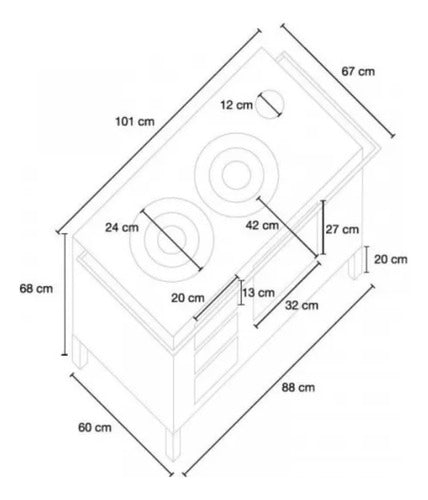 Horno De Leña Petrycosky N2, 68 Cm, Artesanal, Cenicero 1