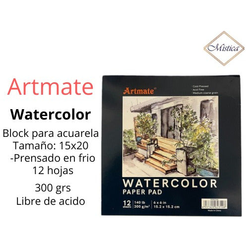 Artmate Block Acuarela Papel 15x20 Watercolor 300 Grs 1