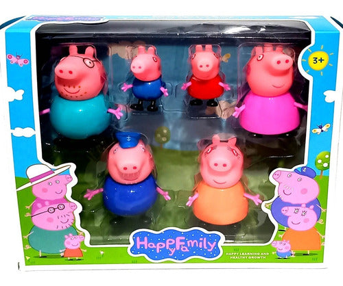 Peppa Pig Set 6 Muñecos Familia Y Abuelos Articulados C/caja 0