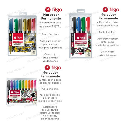 4 Black Filgo Fine Point Permanent Markers 1mm Stroke 4