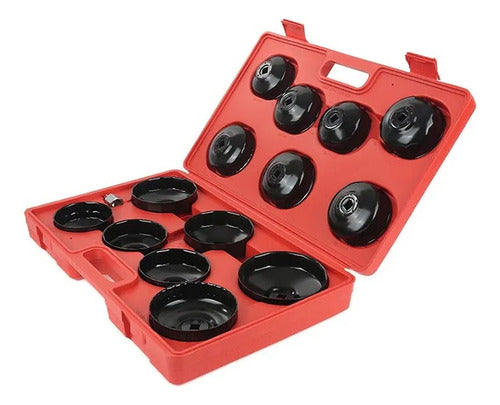 Black Universal Oil Filter Removal Tool Kit 15 Pcs 65 To 100mm 0