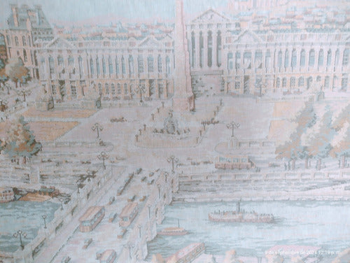 Antiguo Gobelino Ciudad De Paris Enmarcado. 4