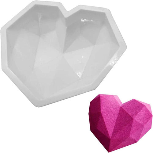 3D Faceted Heart Silicone Mold for Baking and Crafting 0
