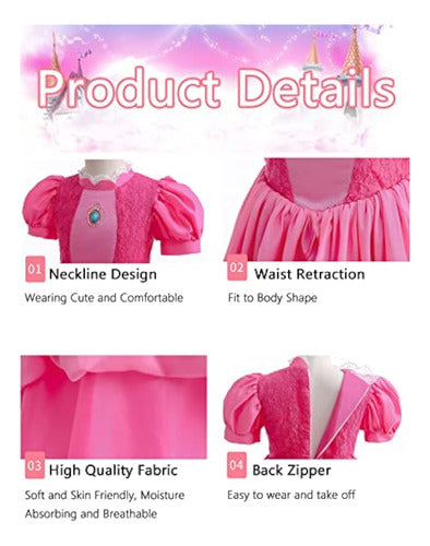 Enccfoeo Princess Peach Costume for Girls 3